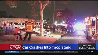 Car crashes into Pomona taco stand; 12 injured, 1 killed