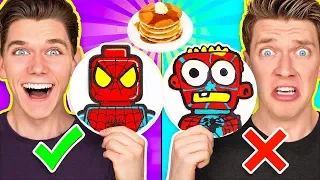 PANCAKE ART CHALLENGE Mystery Wheel 2 & Learn How To Make Diy Avengers & Aquaman Art