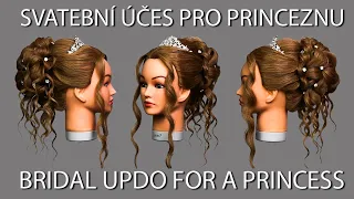 SVATEBNÍ ÚČES S TIAROU //SLAVNOSTNÍ ÚČES JAKO Z POHÁDKY//VERY NICE BRIDAL  HAIRSTYLES FOR A PRINCESS