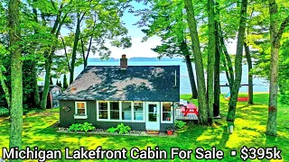 Michigan Lakefront Cabin For Sale | Michigan Waterfront 3 Season Log Cabin For Sale| Lakefront Homes