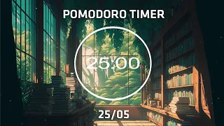 2 Hour Pomodoro 25/05 with Lofi 📚 Library in the forest 🌲 Ambience Nature Sounds + Study With Me