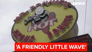 Mr. Ronnie’s Famous Hot Donuts sign back after being destroyed during Hurricane Ida