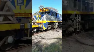 Steel train with banana lead engine! Filmed at Baxter in Victoria, Australia! Junction of old line.
