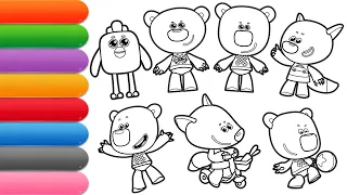 No. 119✅ Cartoon coloring book Be-be-bears Kesha, Fox and Chicken. Coloring pages with Be-be-bears