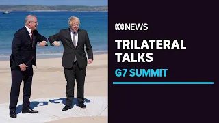 Boris Johnson joins Scott Morrison's first meeting with US President Joe Biden at G7 | ABC News
