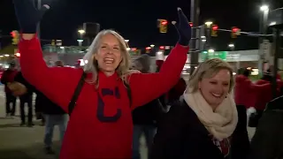 Cleveland Guardians fans celebrate downtown after victory over New York Yankees