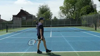 Beginners Tennis Game Dad vs 10 Year Old Son