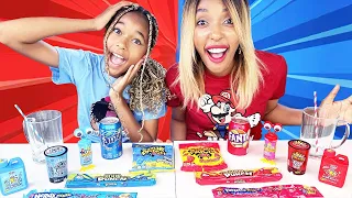 Pt.3 ROUGE vs BLEU CHALLENGE EXTRÊME BONBONS Acides ⚠️ 🌶️  Food test les plus piquants 🌶️