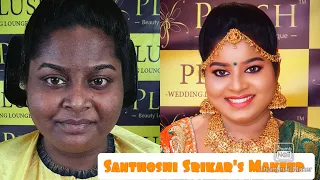 DEEP SKINTONE SOUTH INDIAN BRIDAL MAKEUP | MUHURTHAM LOOK BY SANTHOSHI SRIKAR AT PLUSH ACADEMY