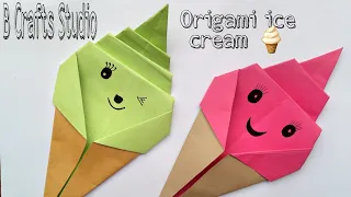 ORIGAMI PAPER  ICE CREAM CONE 🍦Tutorial/ Paper ice-cream  Short/ Paper Craft Short