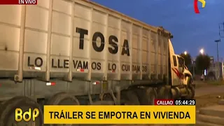 Tráiler se estrelló contra un taller de radiadores en el Callao