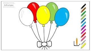 How to draw colorful Balloons - easy drawings for children and beginners