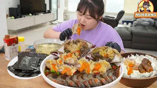 Mukbang | 🦀Soy sauce marinated crabs and shrimps with bowls of rice.