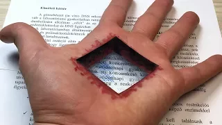 3D trick art Draw a Square Hole in my Hand. Diry Mind Trick Surprise Drawing