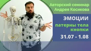 Эмоции. Патерны тела. Кнопки. Приглашение на семинар А. Косикова 31.07 - 1.08.2021