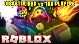 1 DISASTER GOD vs 100 PLAYERS... (Roblox Bedwars)