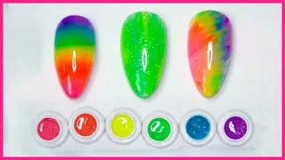 Perfect Summer Tie Dye Nail Design using New Neon Cream Clay Gels