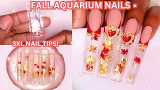 💧🍁 HOW TO CREATE 3XL FALL AQUARIUM "LIQUID" NAIL TIPS 💦 🍃