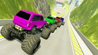 HT Gameplay Crash # 839 | Epic High Speed Jumps Monster Trucks - Big Cars vs Speed Bumps Potholes