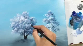 How to Draw a Winter Tree with Fan Brush - Lesson 18