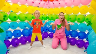 Desafío del cubo de globos de escape con Chris y mamá