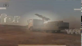 MLRS of 4 launch tubes with missiles "Grad" on the basis of 1.5 ton truck is firing