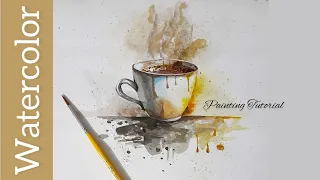 Watercolor Painting Tutorial | A Coffee Cup | Sketchbook Painting Ideas | Easy Watercolor Painting