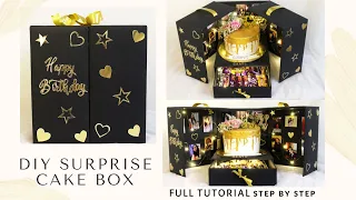 Surprise Cake Box | Cake Box With Drawer | How To Make Surprise Cake Box At Home Step By Step