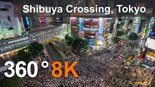 360 video, Shibuya Crossing. Tokyo, Japan. 8K video