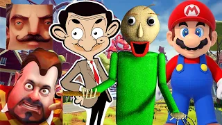 Hello Neighbor - New Neighbor Mario Dark Riddle Mr Bean Baldi Gameplay Walkthrough