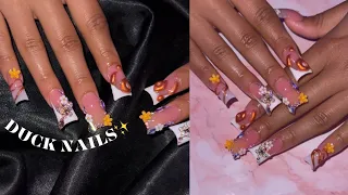 ORANGE NAILS🧡 DUCK NAILS | BEGINNER NAIL TUTORIAL