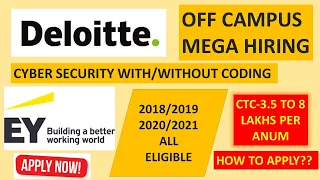 Deloitte Jobs 2021I Deloitte Off Campus Freshers Hiring I Cyber Security Jobs EY Hiring Data Science