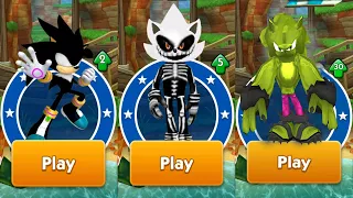 Sonic Dash - Dark Sonic vs Skeleton Sonic vs Hulkhog Mods - All 60 Characters unlocked Gameplay