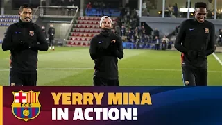 Yerry Mina’s first training session with FC Barcelona