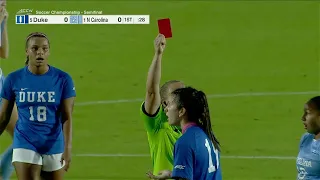 Crazy Red Card Women's College Soccer Duke vs UNC in the first half (You won't believe it)!!