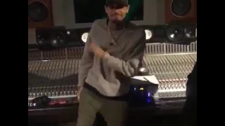 Chris Brown listening to "Privacy" in the studio