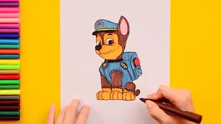 How to draw Chase - Paw Patrol Characters