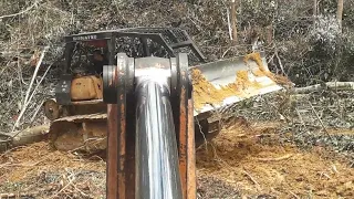 Bulldozer di suruh tarik kayu sendiri sama excavator