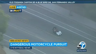 FULL CHASE: LAPD chases motorcyclist in the San Fernando Valley