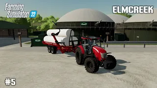 Baling Contract Work, Transporting Bales to BGA - #5 Elmcreek - Farming Simulator 22