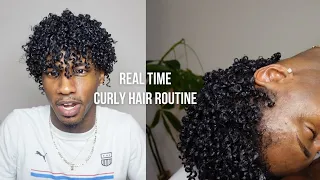 REAL TIME CURLY HAIR ROUTINE | finger coils, wet plopping, diffusing