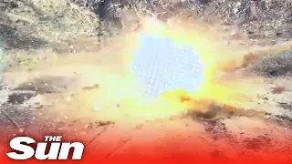 Ukrainian forces blow up fleeing Russian tank with guided missiles