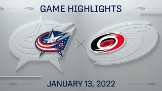 NHL Highlights | Blue Jackets vs. Hurricanes - Jan. 13, 2022