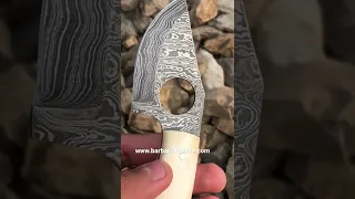 Damascus Steel finger skinner knife with camel bone handle #shorts #viral