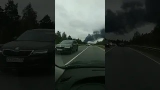Пожар в Раменском 13.08.23 (видно с Егорьевского шоссе)