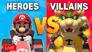 🔴LIVE - HEROES vs VILLAINS Tournament With Viewers! | Mario Kart 8 Deluxe