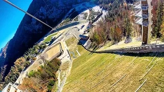 Zipline Planica jumping hill 8.11.2015 Gopro