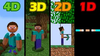 minecraft 1D vs 2D vs 3D vs 4D be like