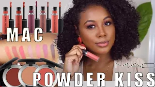 Trying The MAC Powder Kiss Collection Eyeshadows and Liquid Lipsticks | SWATCHES