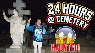 24 HOUR OVERNIGHT CHALLENGE IN A HAUNTED CEMETERY! // OVERNIGHT IN A GRAVEYARD!